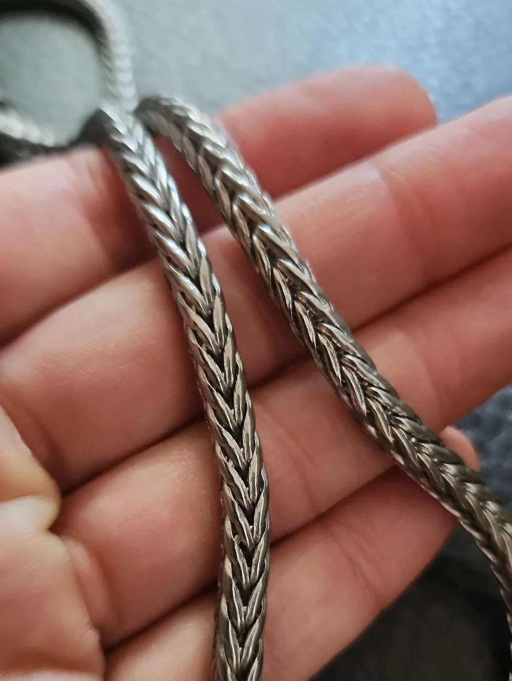 Braided Silver-Tone Rope Necklace with Magnetic Clasp
